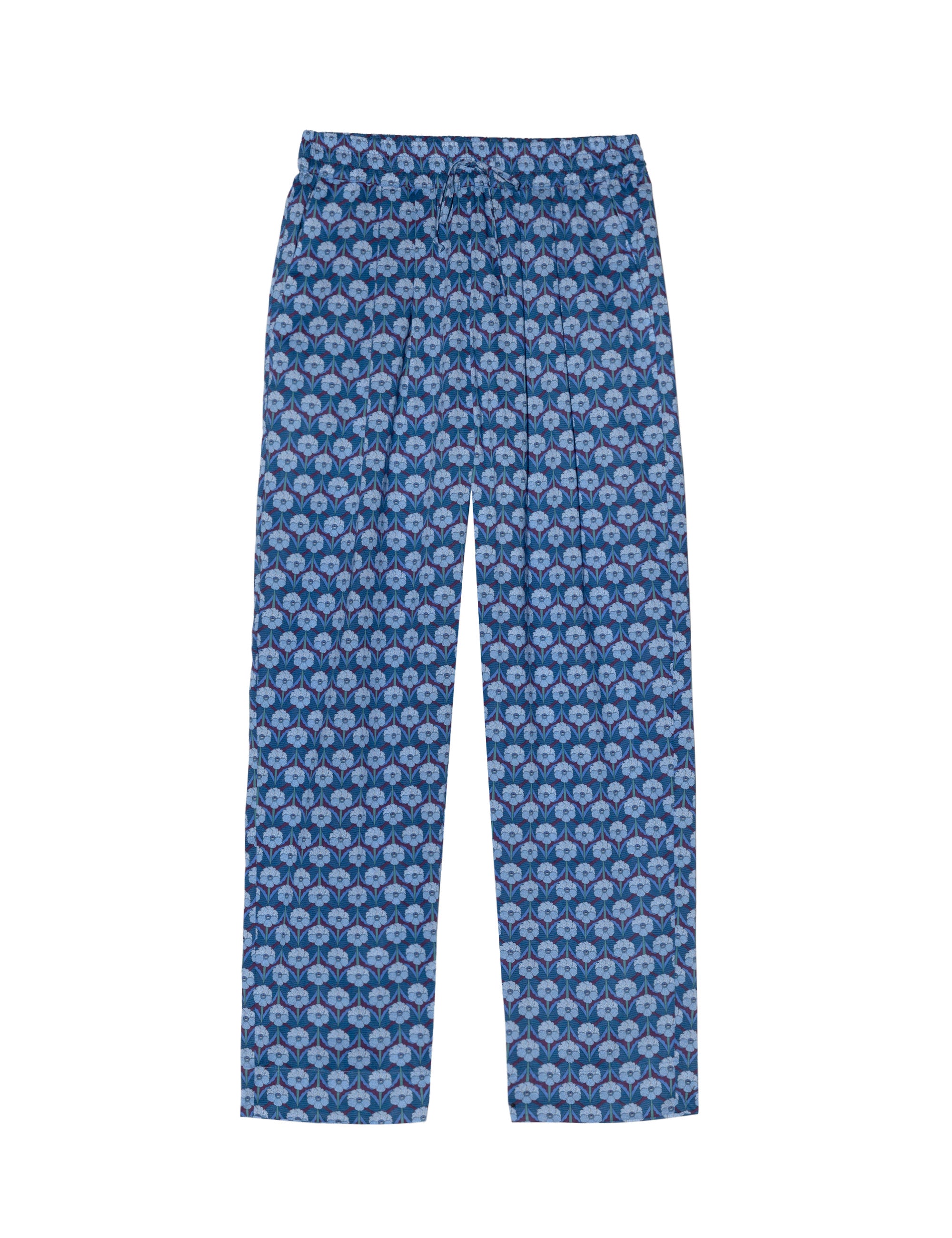 Women's relaxed pants in liberty cotton blue floral print