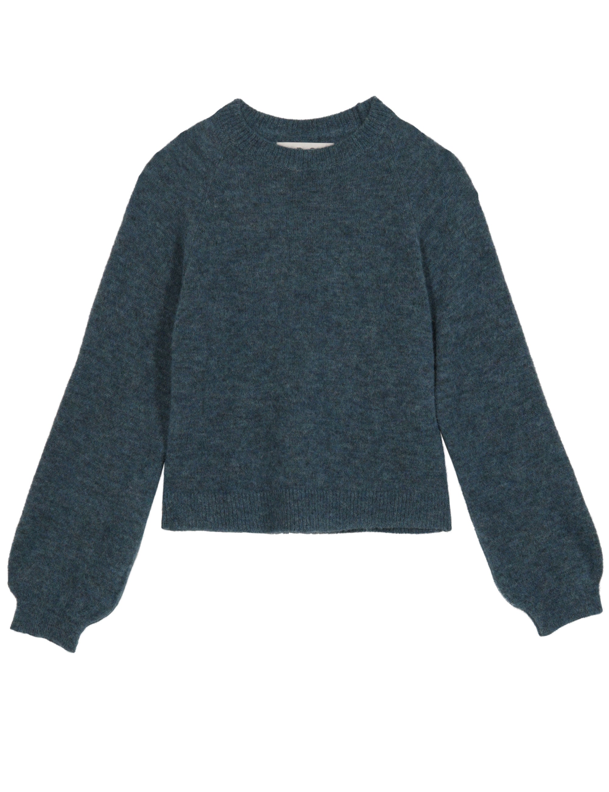 Ink blue long sleeved women's wool sweater