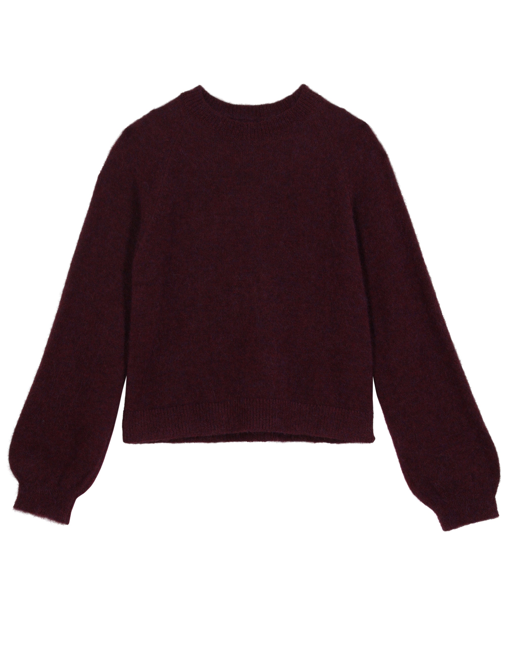 Dark red long sleeved women's wool sweater