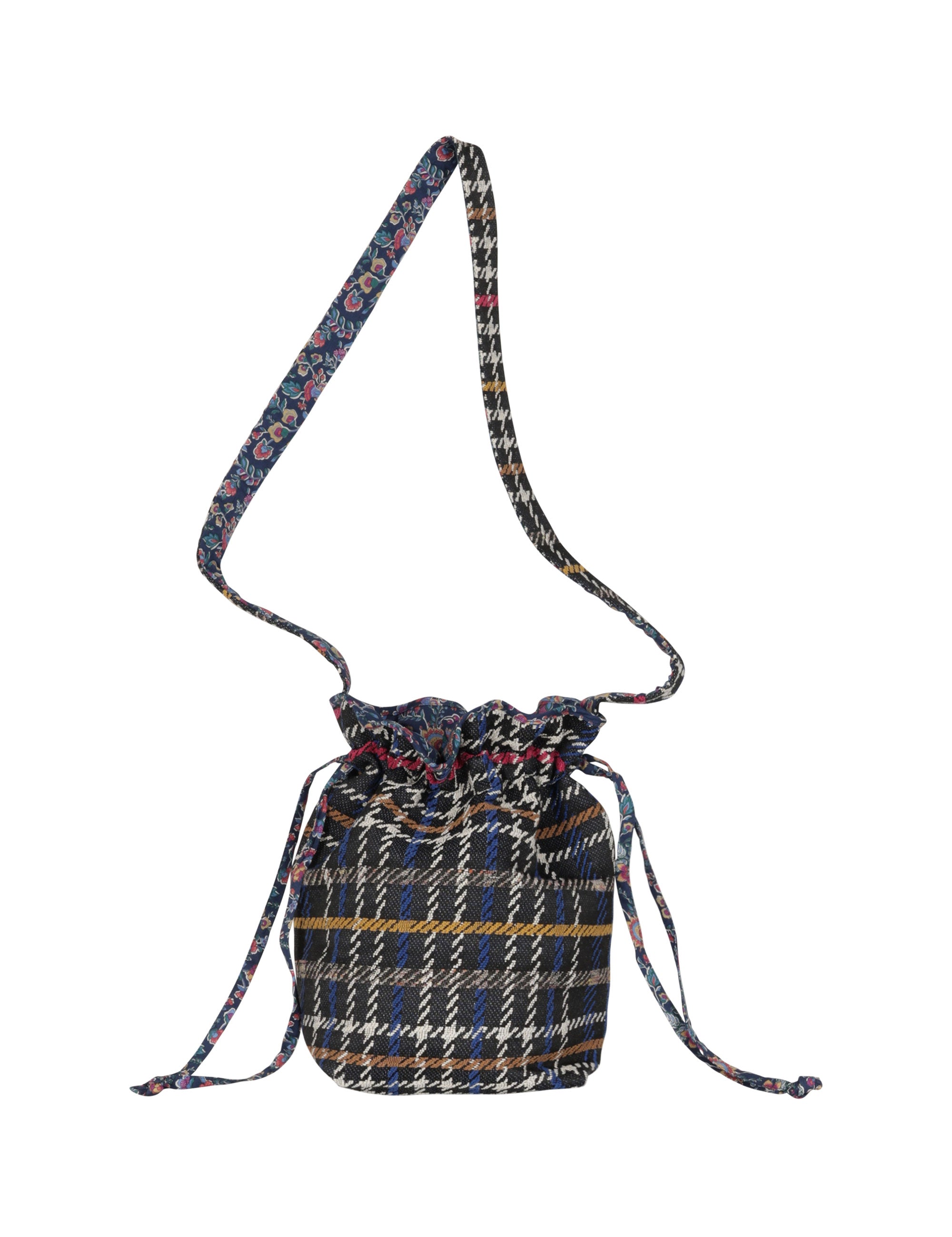 Check patterned crossbody cotton bag