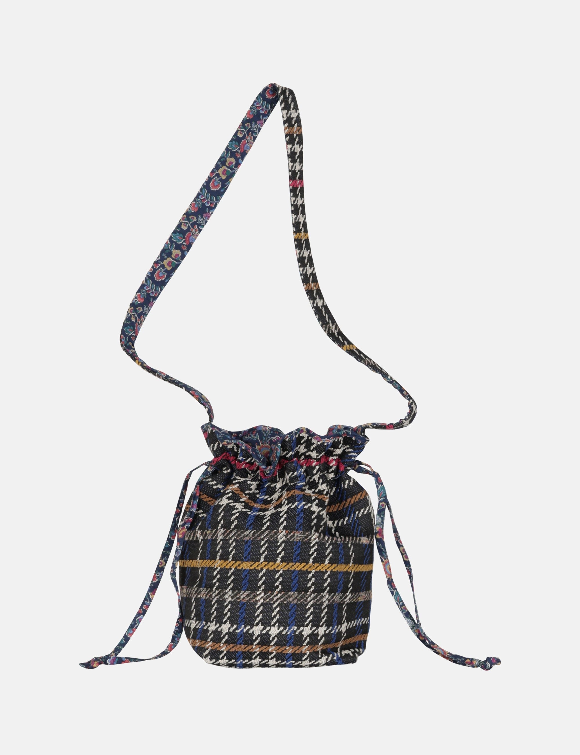 Check patterned crossbody cotton bag