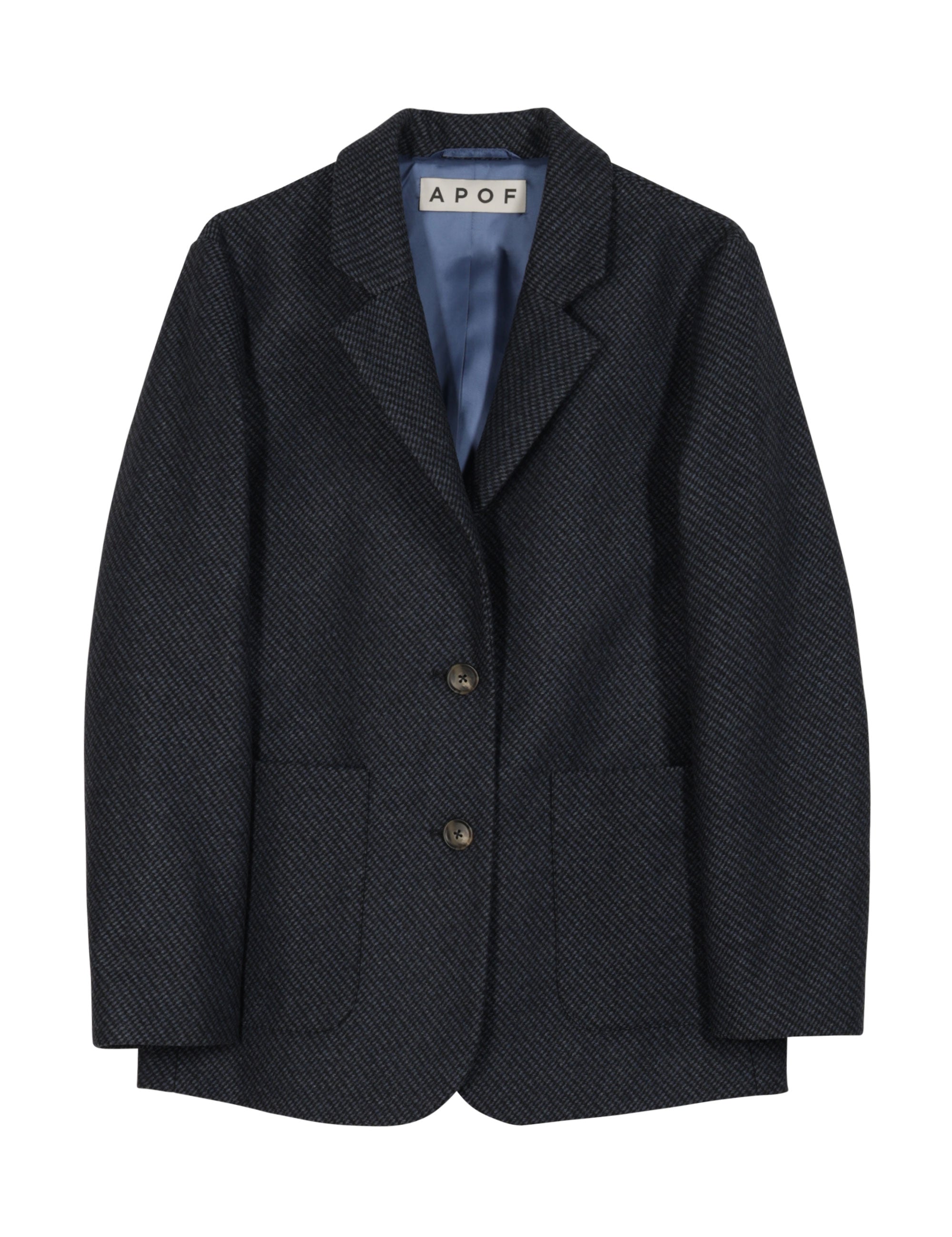 Woman's dark blue wool jacket with pockets and buttons
