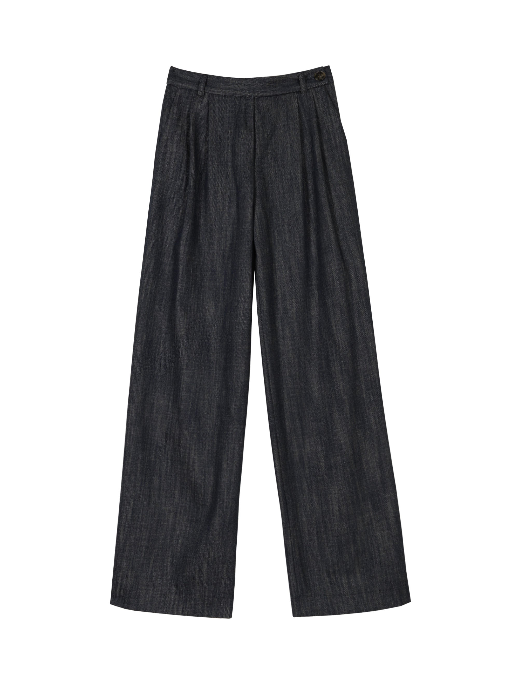 Wide leg women's pants in exclusive denim blue cotton fabric