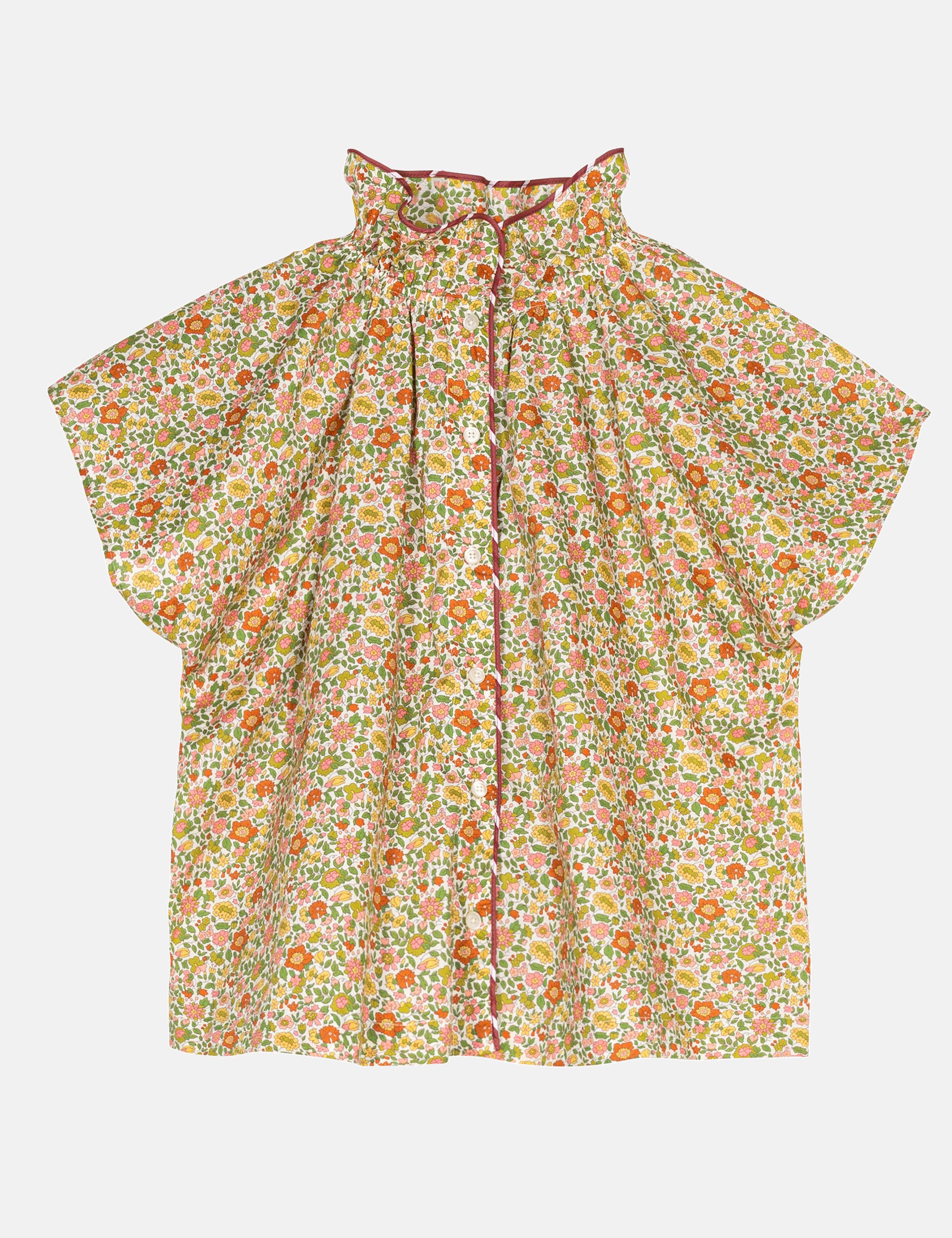 Floral sleeveless blouse on a white background