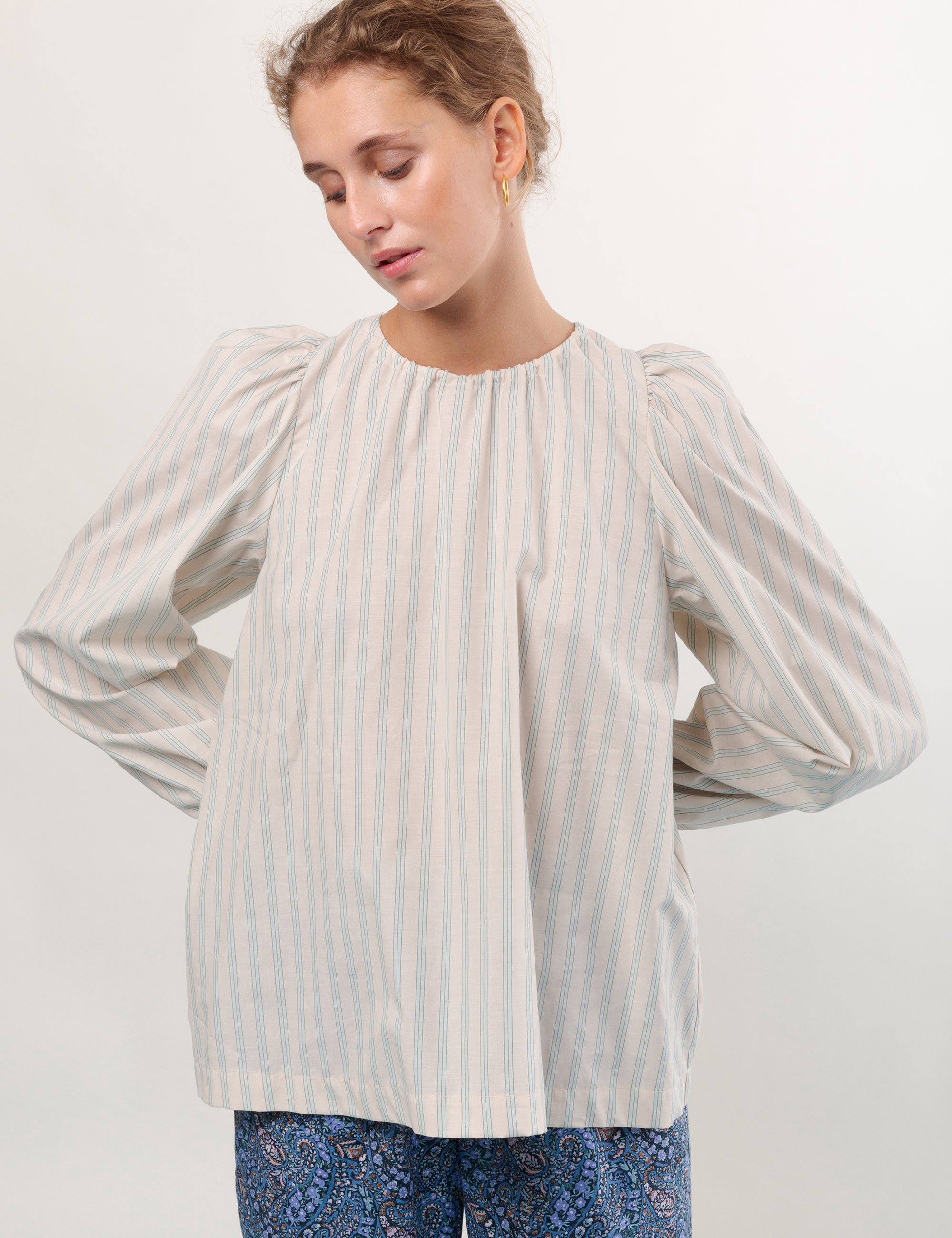 ANNELIA BLOUSE - MINT STRIPE