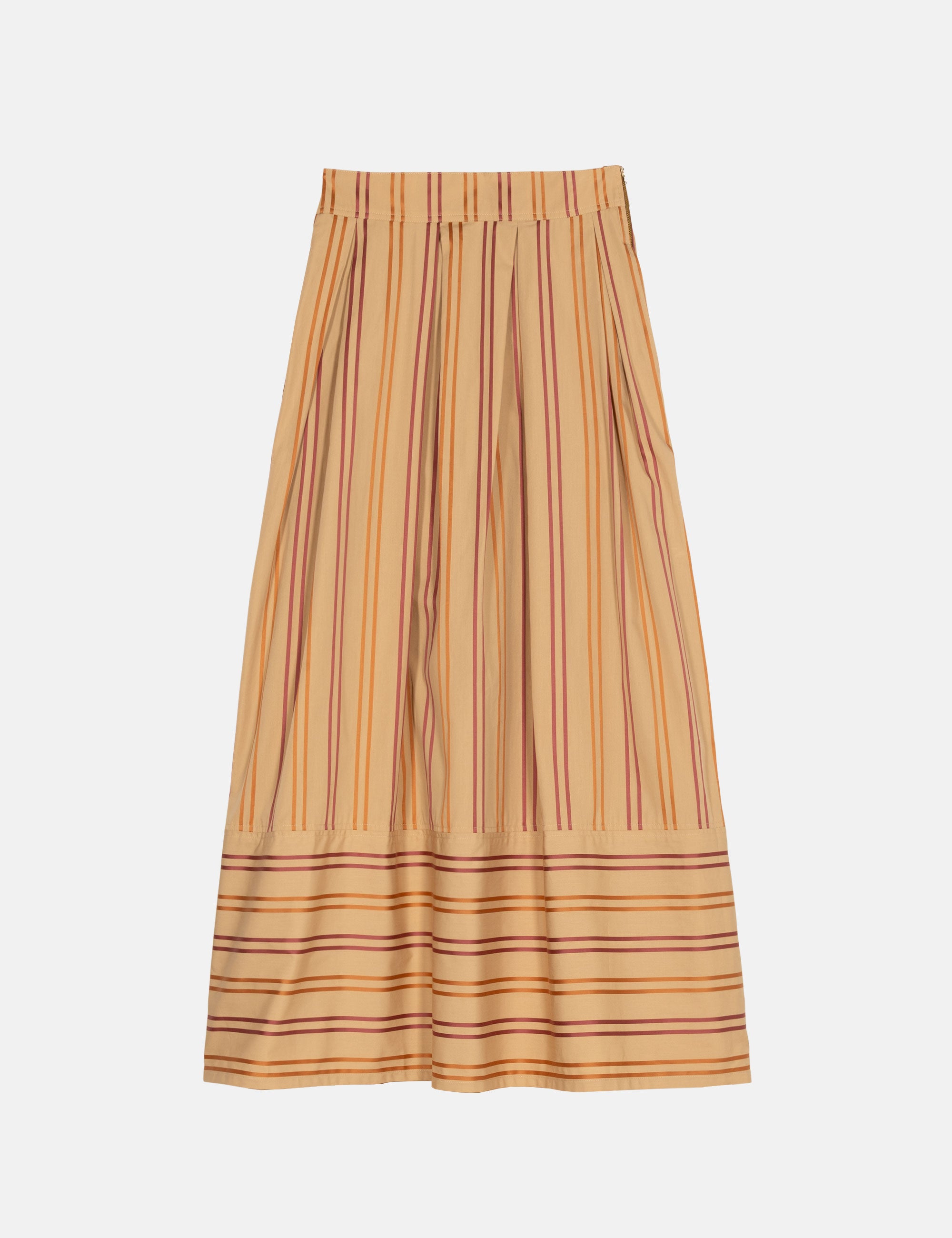 Striped maxi skirt in cream and red
