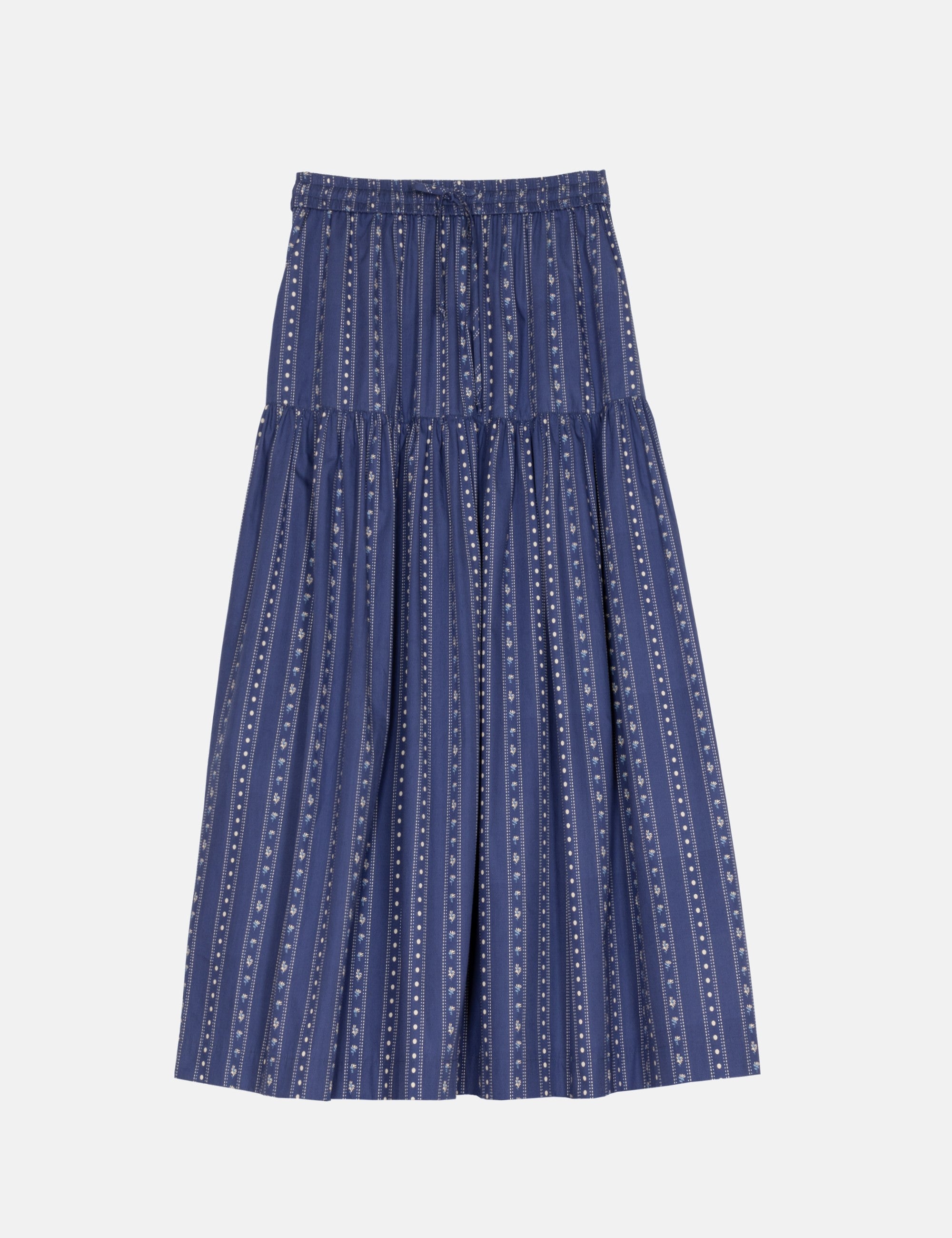 Blue patterned skirt on a white background