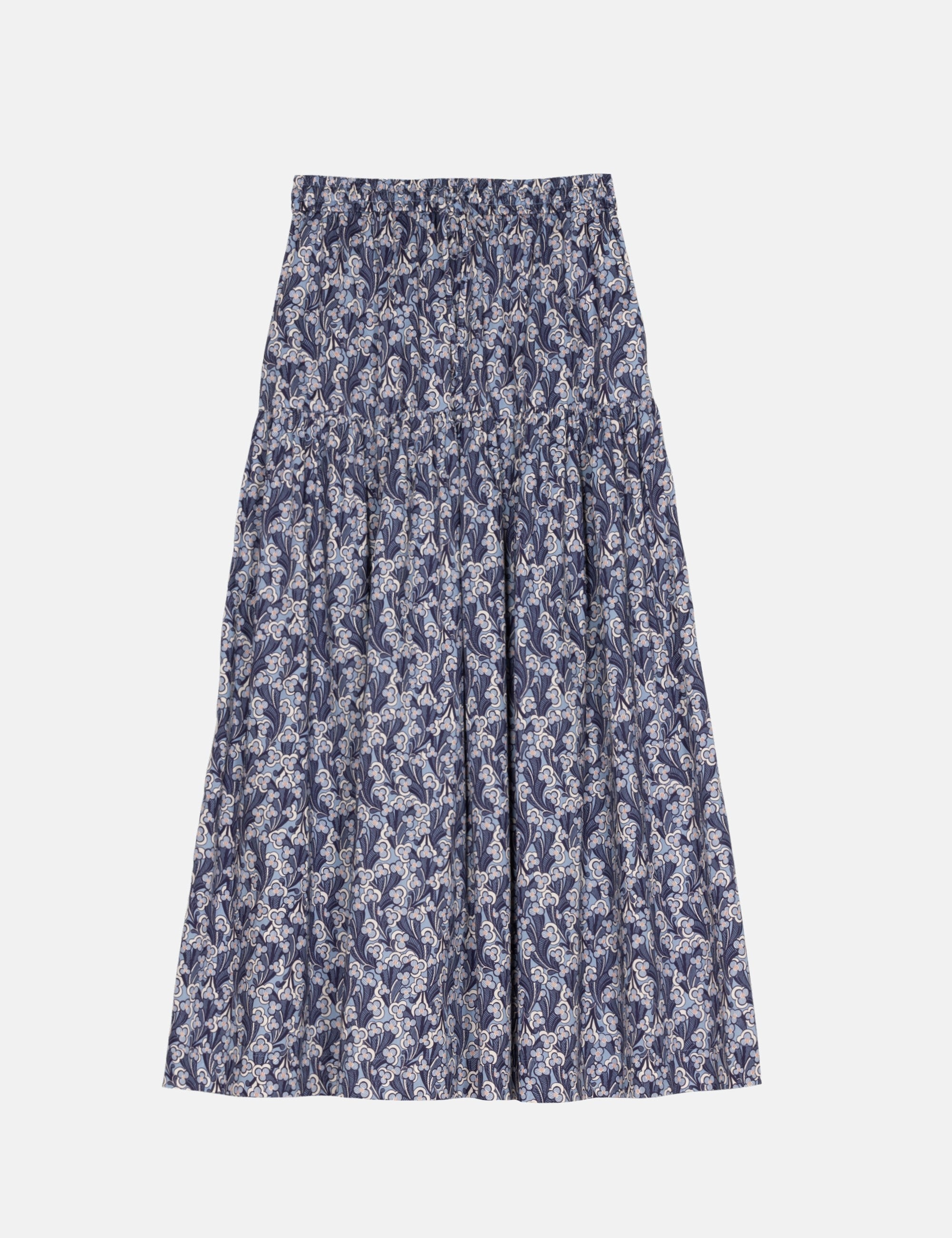Blue and white floral patterned Liberty cotton skirt