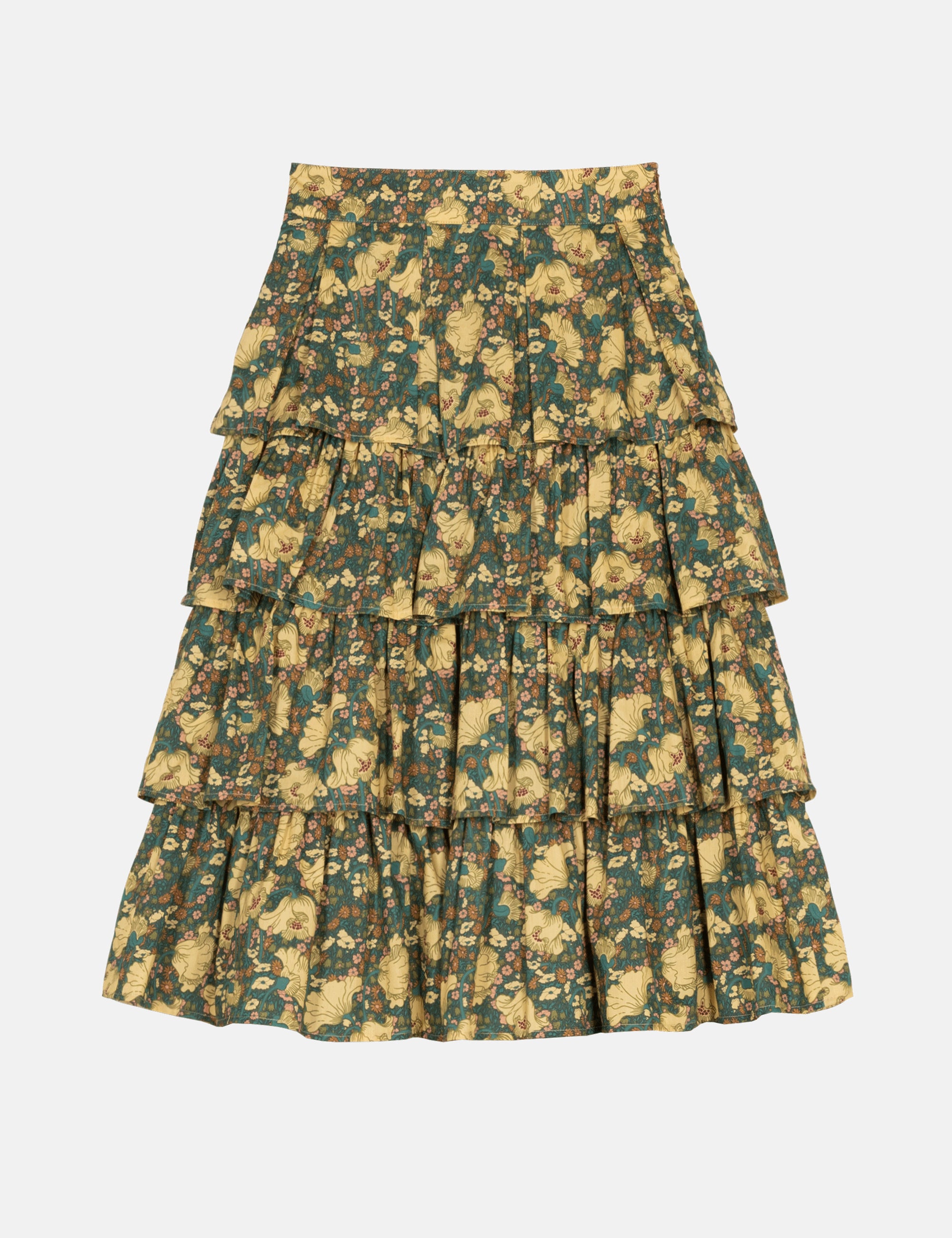 Floral tiered skirt on a white background