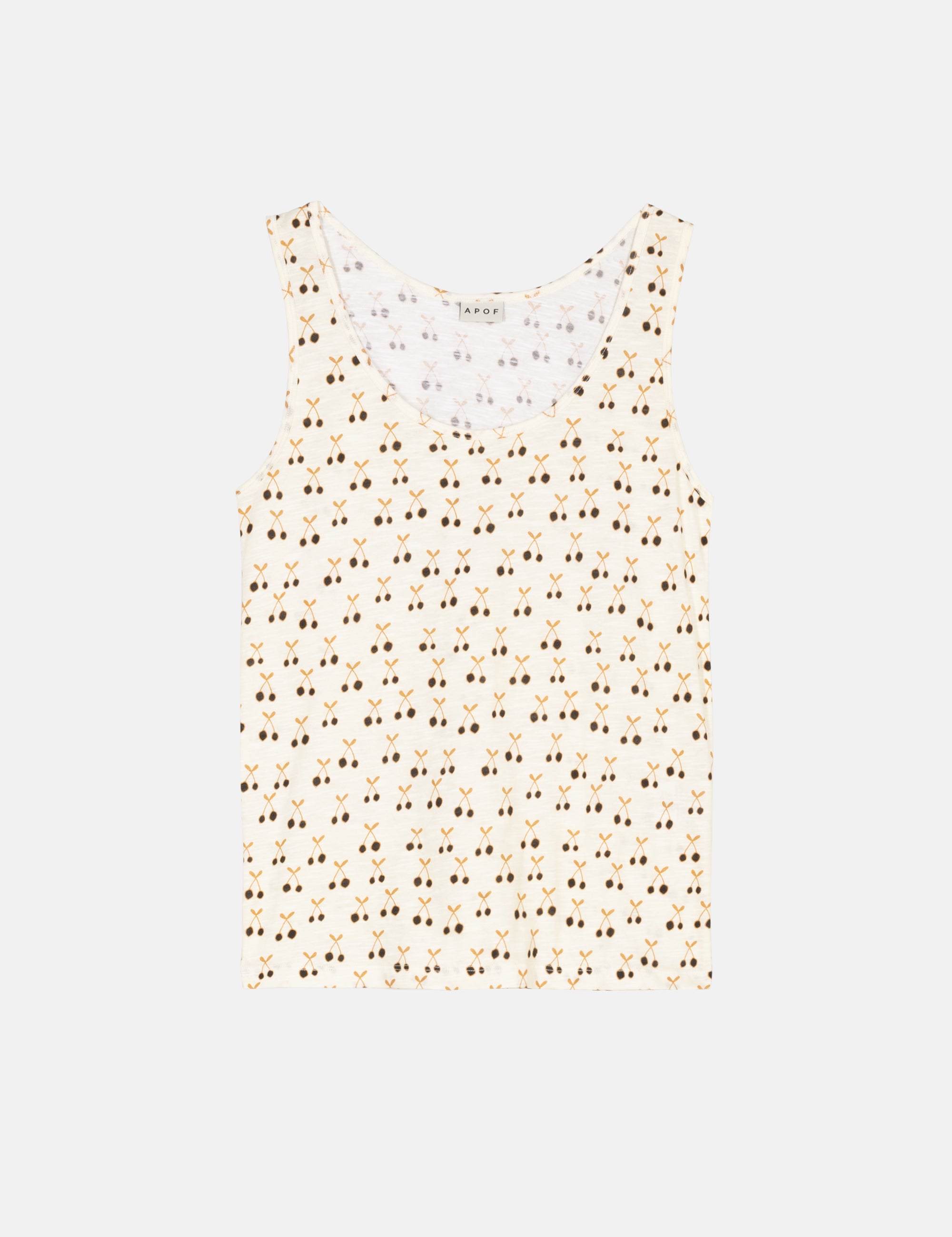 White tank top with cherry pattern