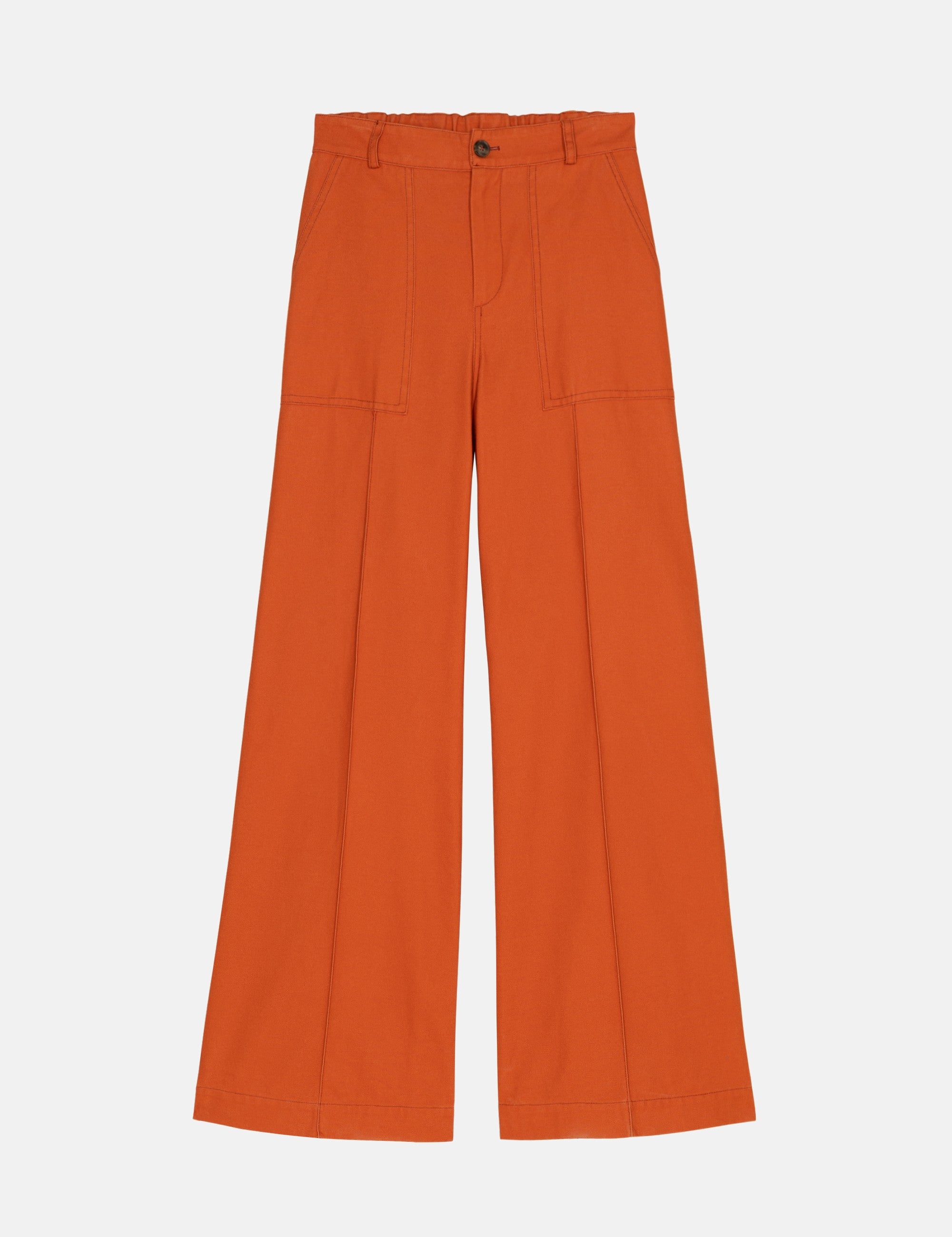 Orange wide leg women's canvas pants
