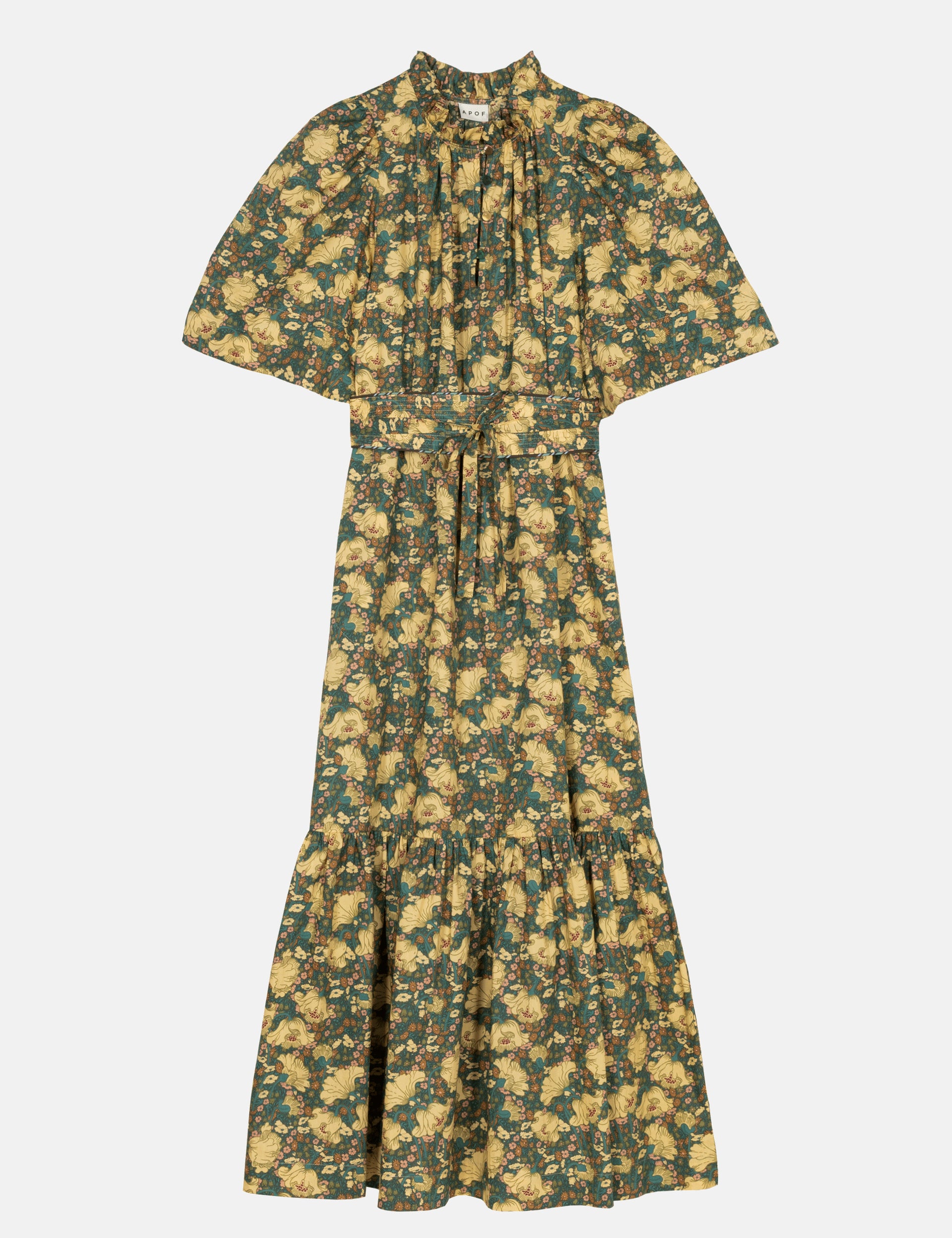 knee length dresses for ladies Clementina Cream Floral Print Asymmetric Cape Sleeve Maxi Dress – Club L  London