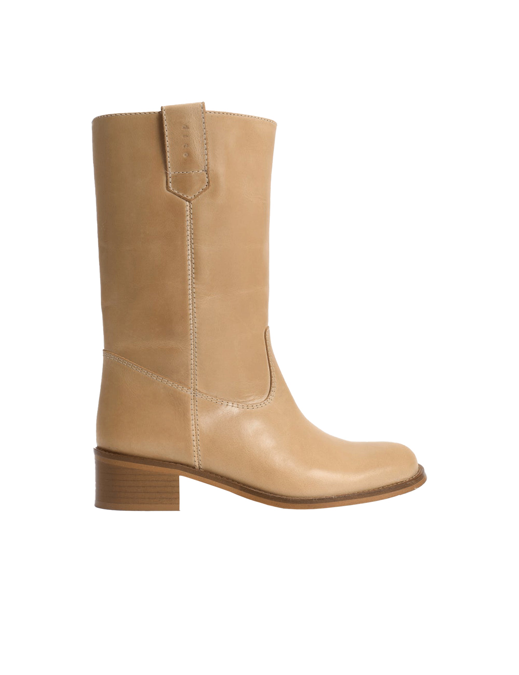 Women's beige leather boot with low heel from Dico