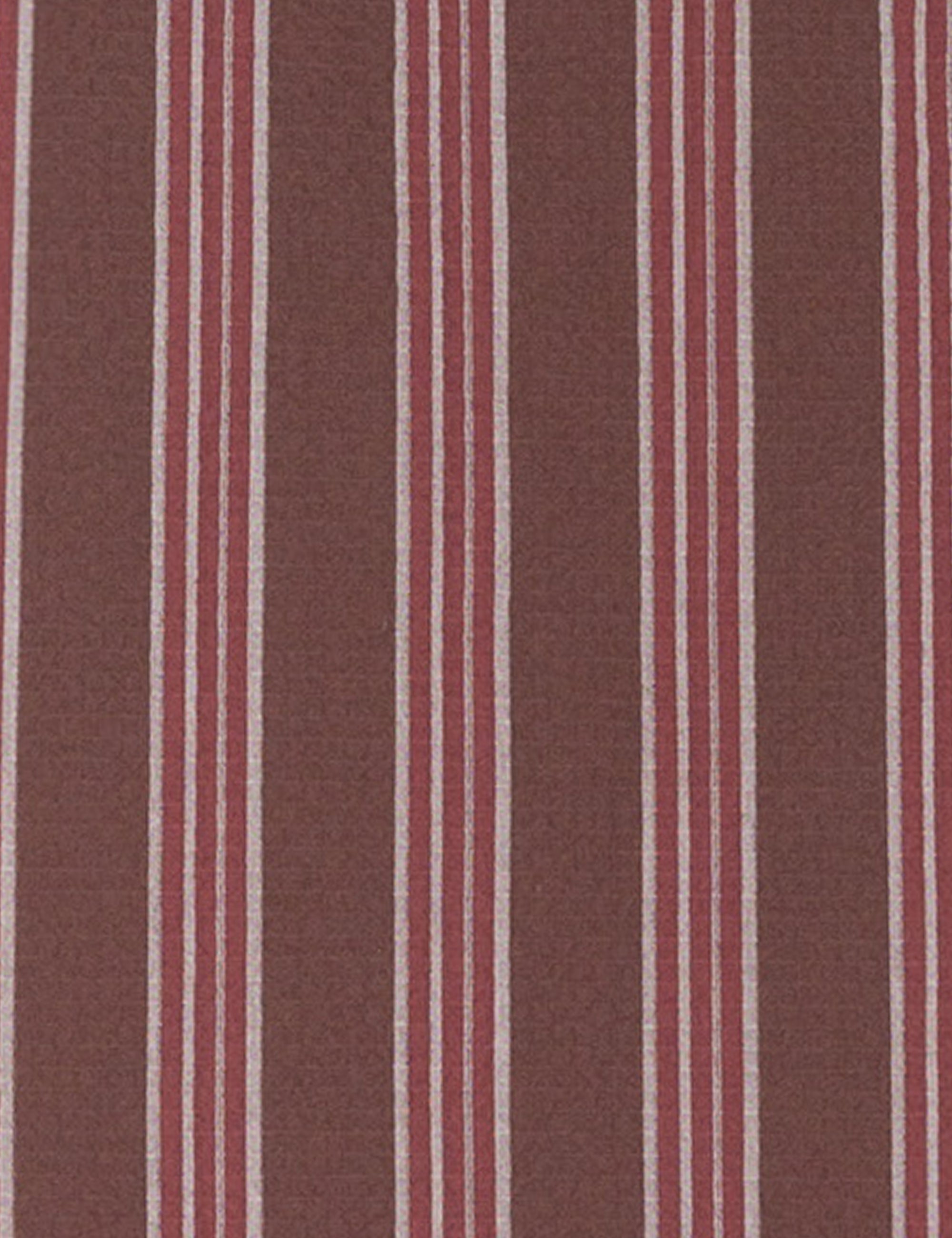 Close-up of brown red and white striped seersucker cotton fabric