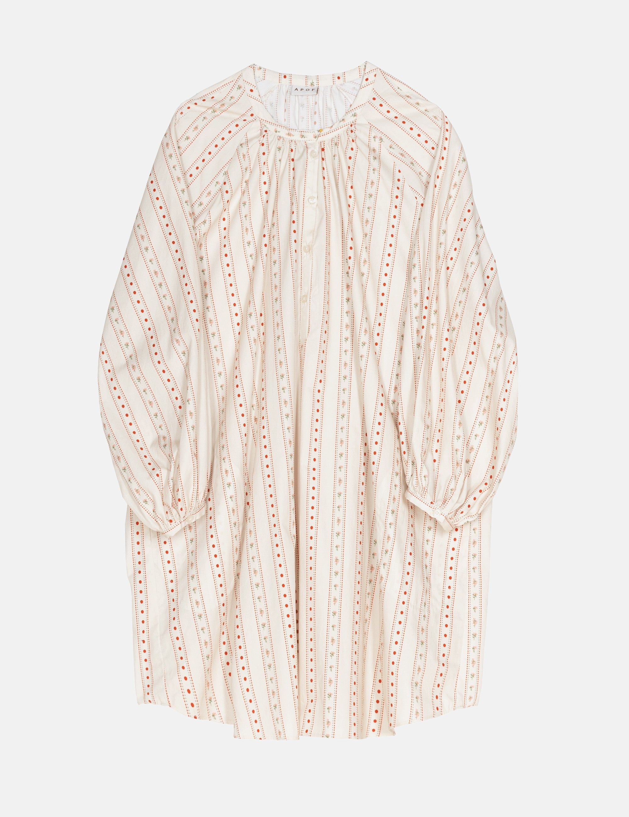 Long beige patterned women's shirt with long sleeves 