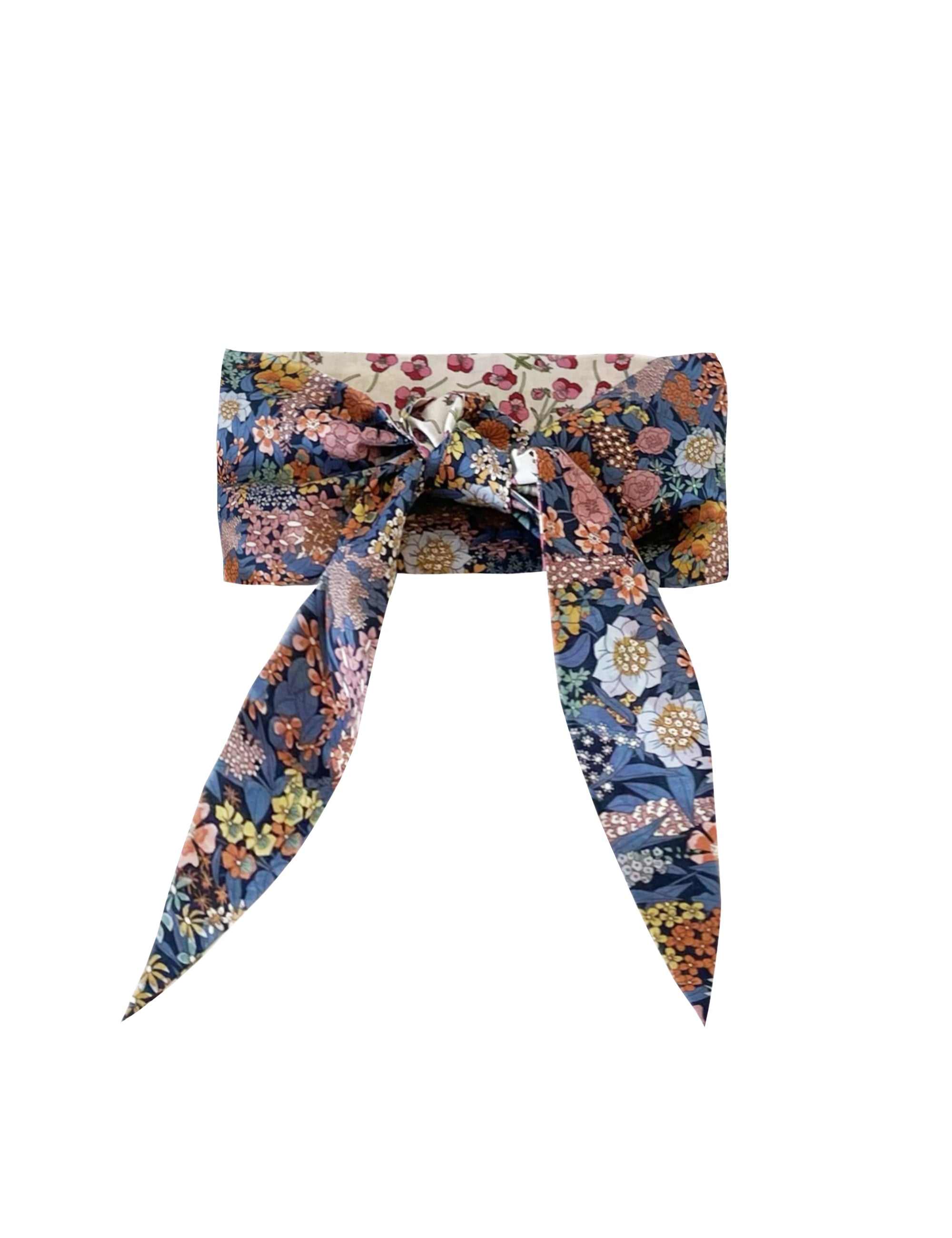 Reversible liberty cotton bandana in multi-colored floral print