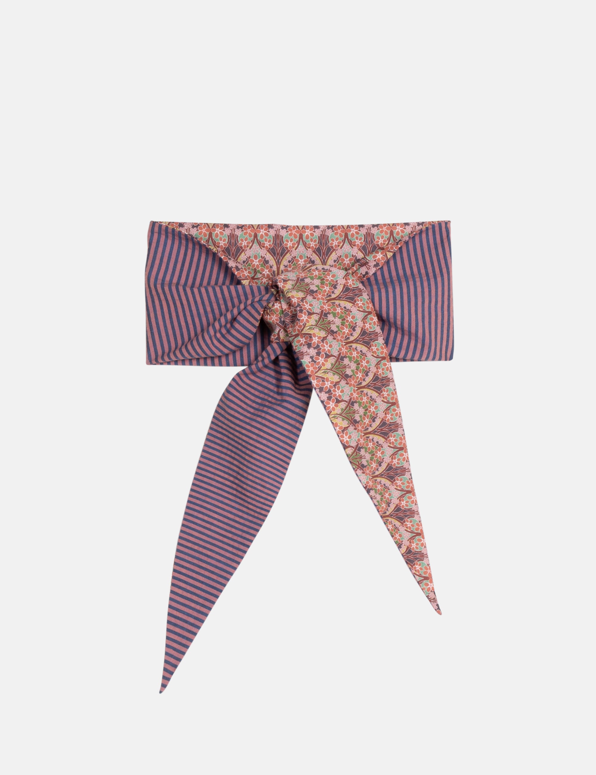 Patterned cotton scarf bandana with a bow on a white background