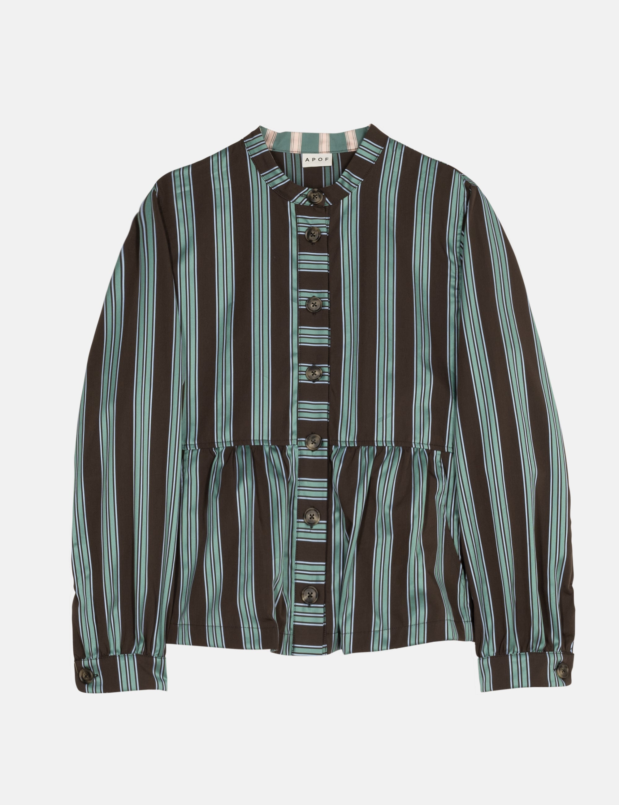 Striped women's jacket with talored fit and front buttons
