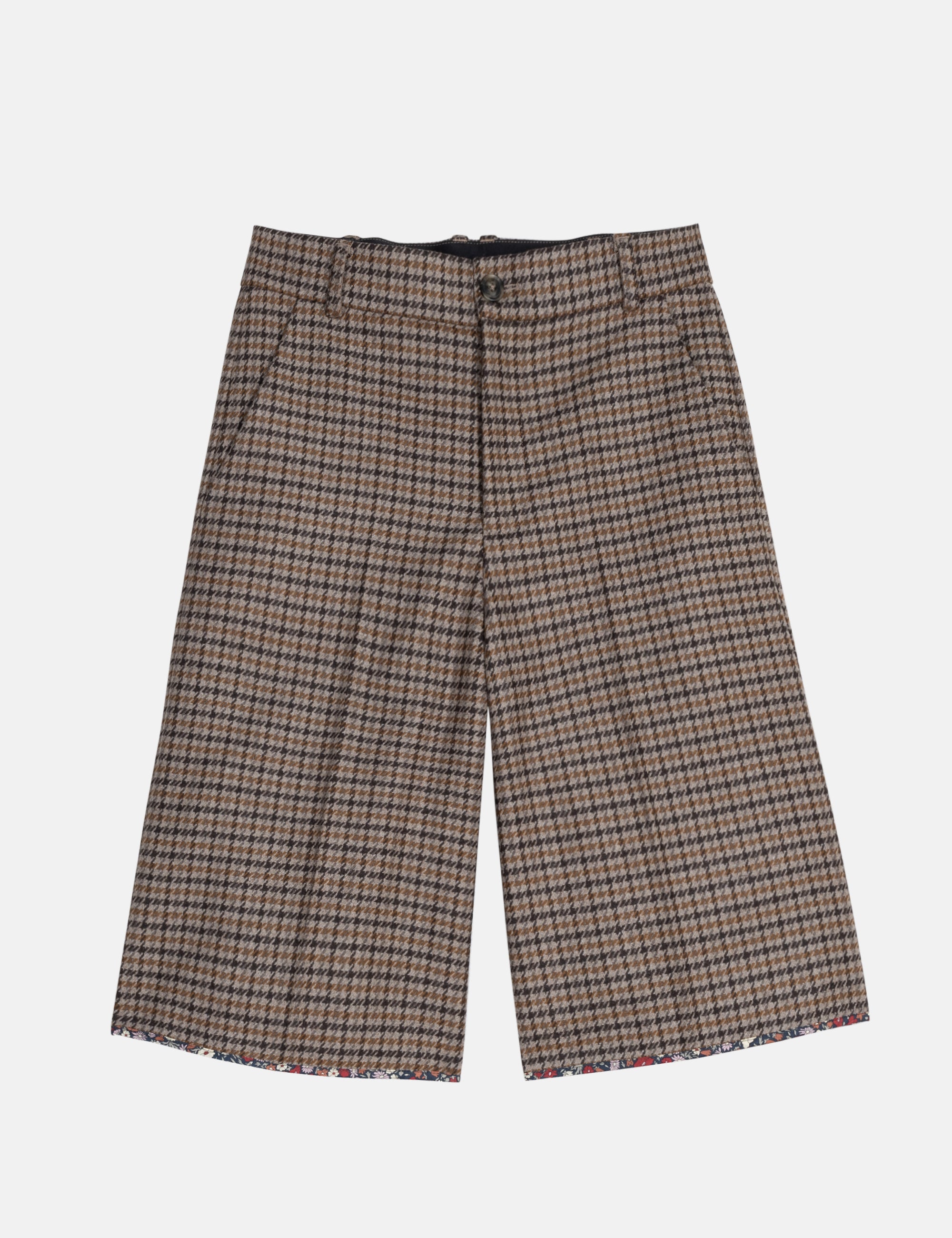 Plaid patterned women's shorts on a white background