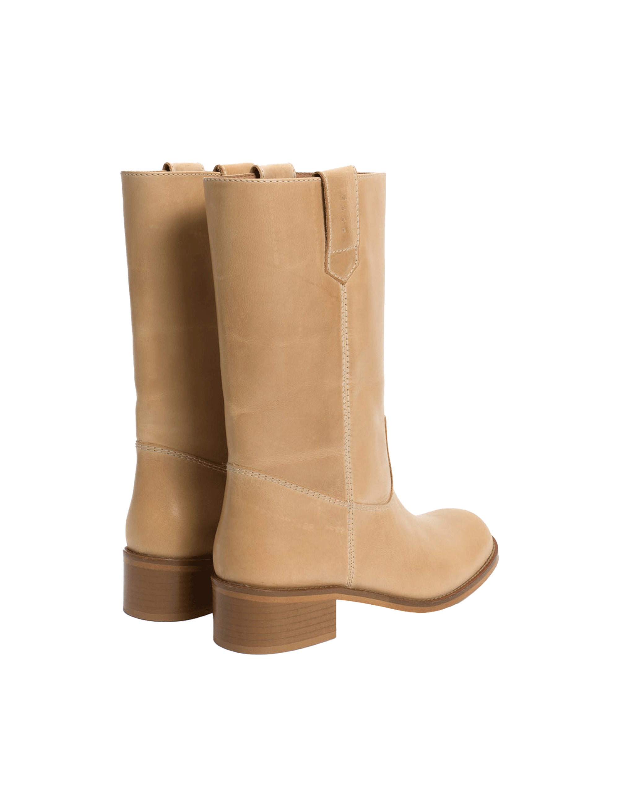 Women's beige leather boot with low heel from Dico