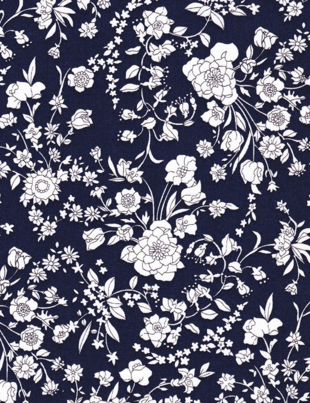 Liberty cotton summerbloom blue and white floral print