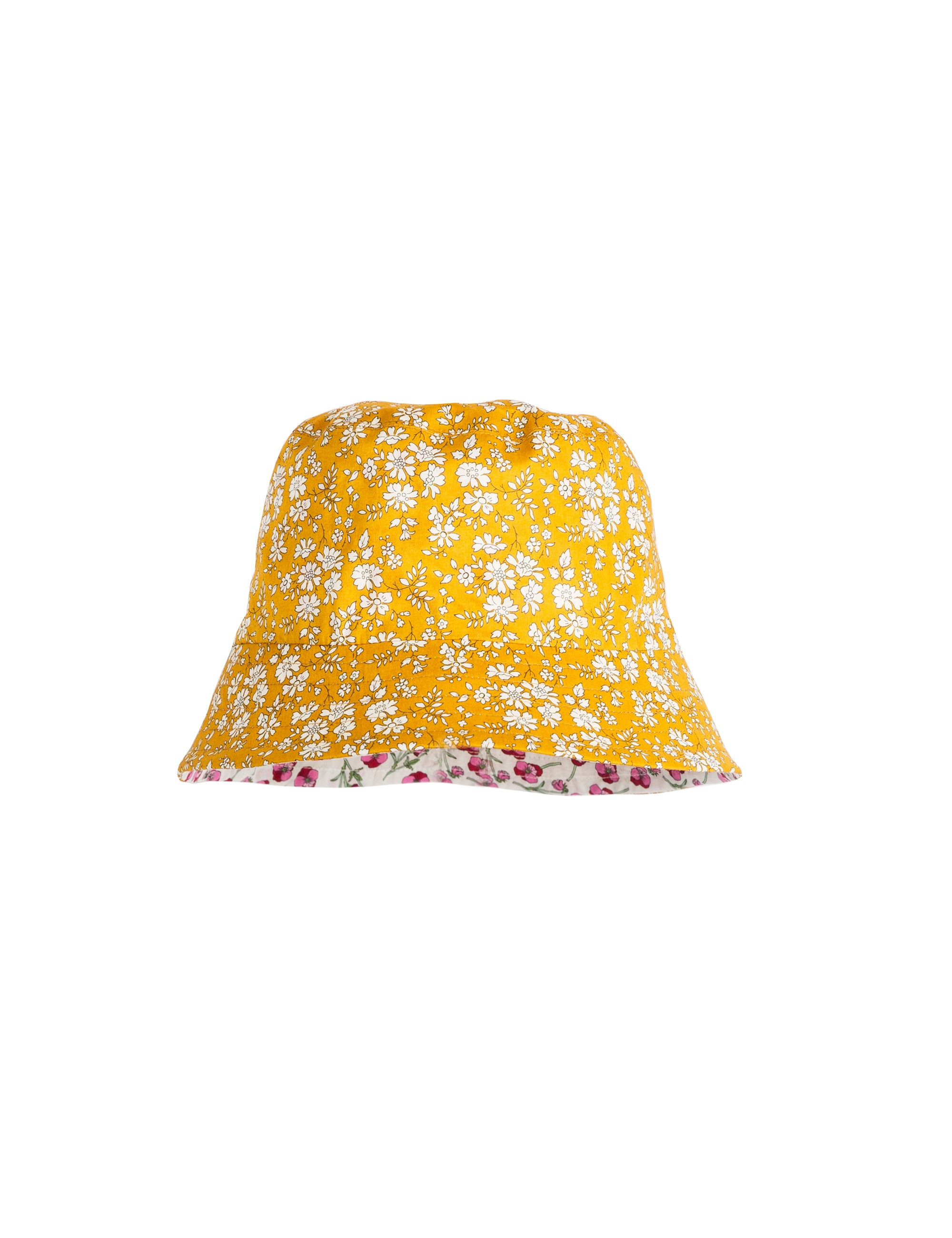 Women's reversible summer hat with yellow flower pattern